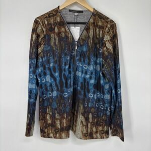 Clotheshead Womens Half Zip Abstract Print Long Sleeve Top‎ XL Indie Artsy New